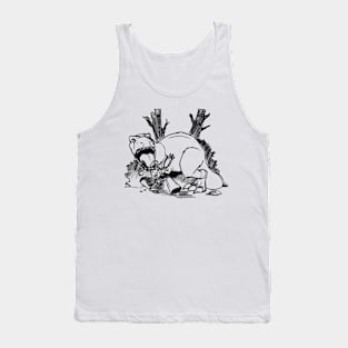 dinosaurs and robots - black version Tank Top